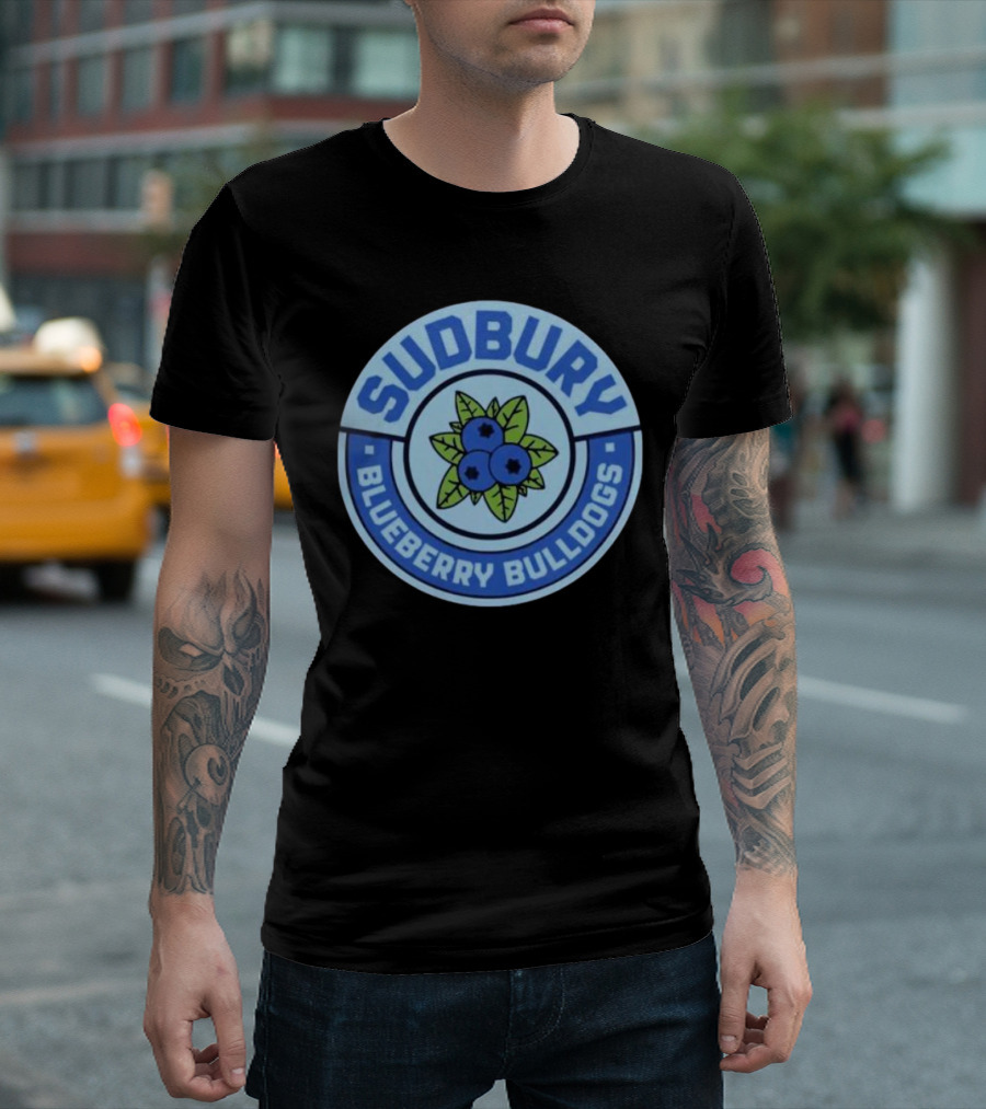 Sudbury Blueberry Bulldogs Logo Circle With Leaf And Fruit T-Shirt