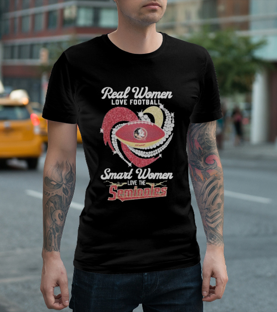 Real Women Love Football Smart Women Love the Seminoles Football T-Shirt