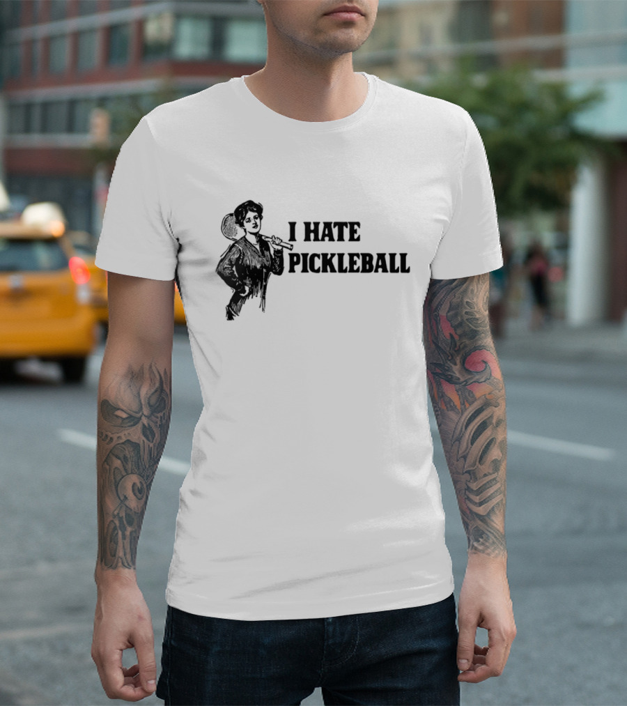 I Hate Pickleball Vintage Woman with Paddle T-Shirt
