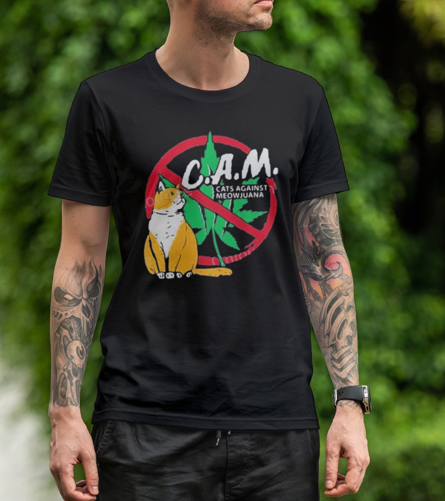 C.A.M. Cats Against Meowijuana Leaf With Tabby T-Shirt