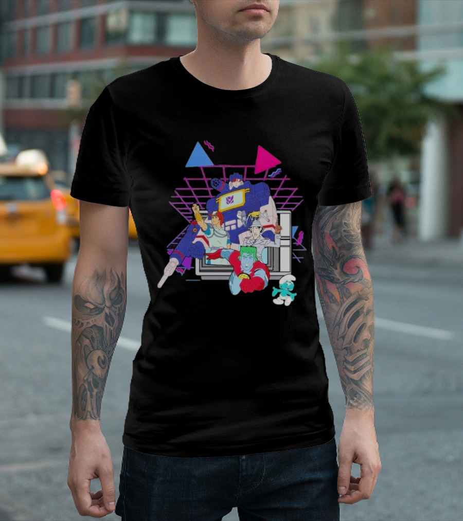Retro Roll-Call from Iconic 80s Cartoon Heroes and Transforming Robot Adventures T-Shirt