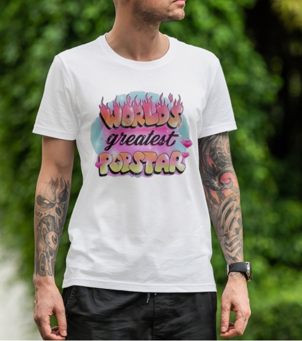 WORLD'S GREATEST POPSTAR Flames And Hearts Retro Vintage Aesthetic T-Shirt