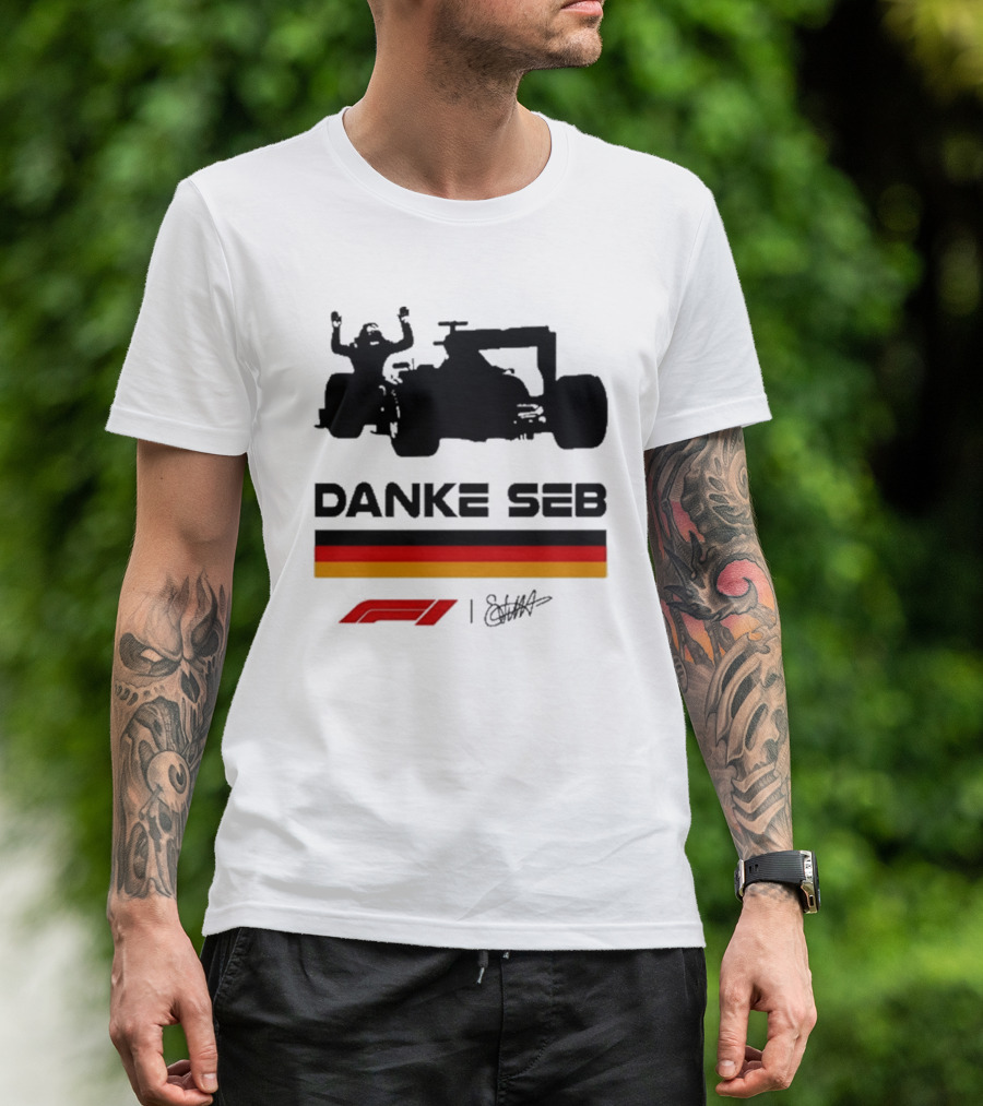 Danke Seb F1 German Flag Signature T-Shirt