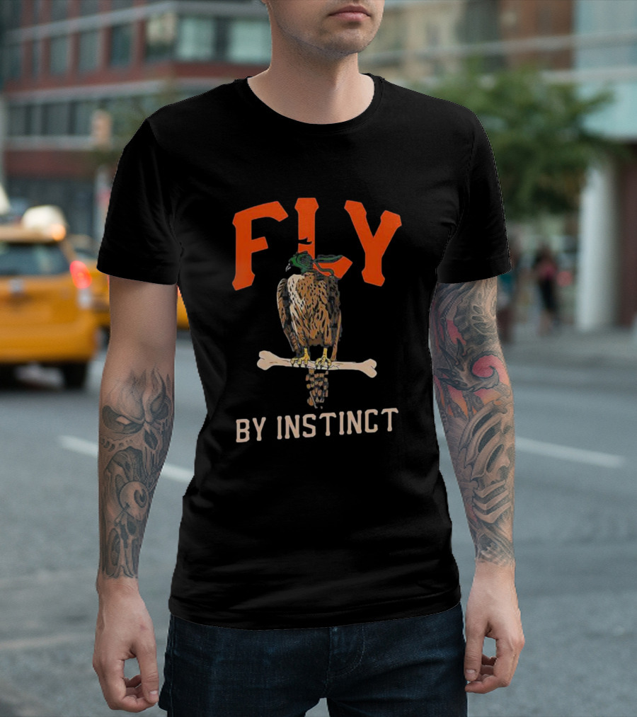 Fly By Instinct Falcon on Bone Perch T-Shirt