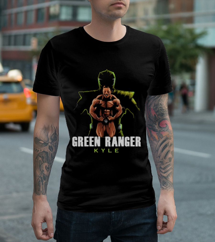 GREEN RANGER KYLE Muscular Hero Pose T-Shirt