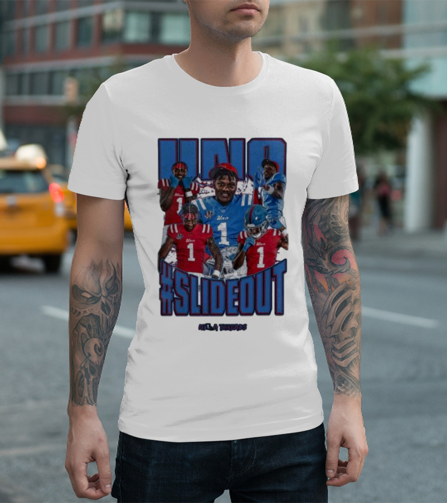 UNO Williams #Slideout Football Tribute In Red And Blue T-Shirt
