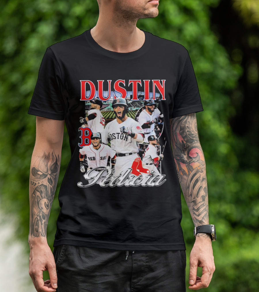 Dustin Pedroia Boston Red Sox Baseball Action Montage T-Shirt
