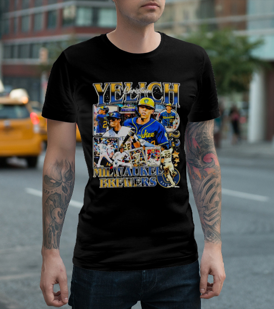 Christian Yelich Milwaukee Brewers 22 Collage T-Shirt