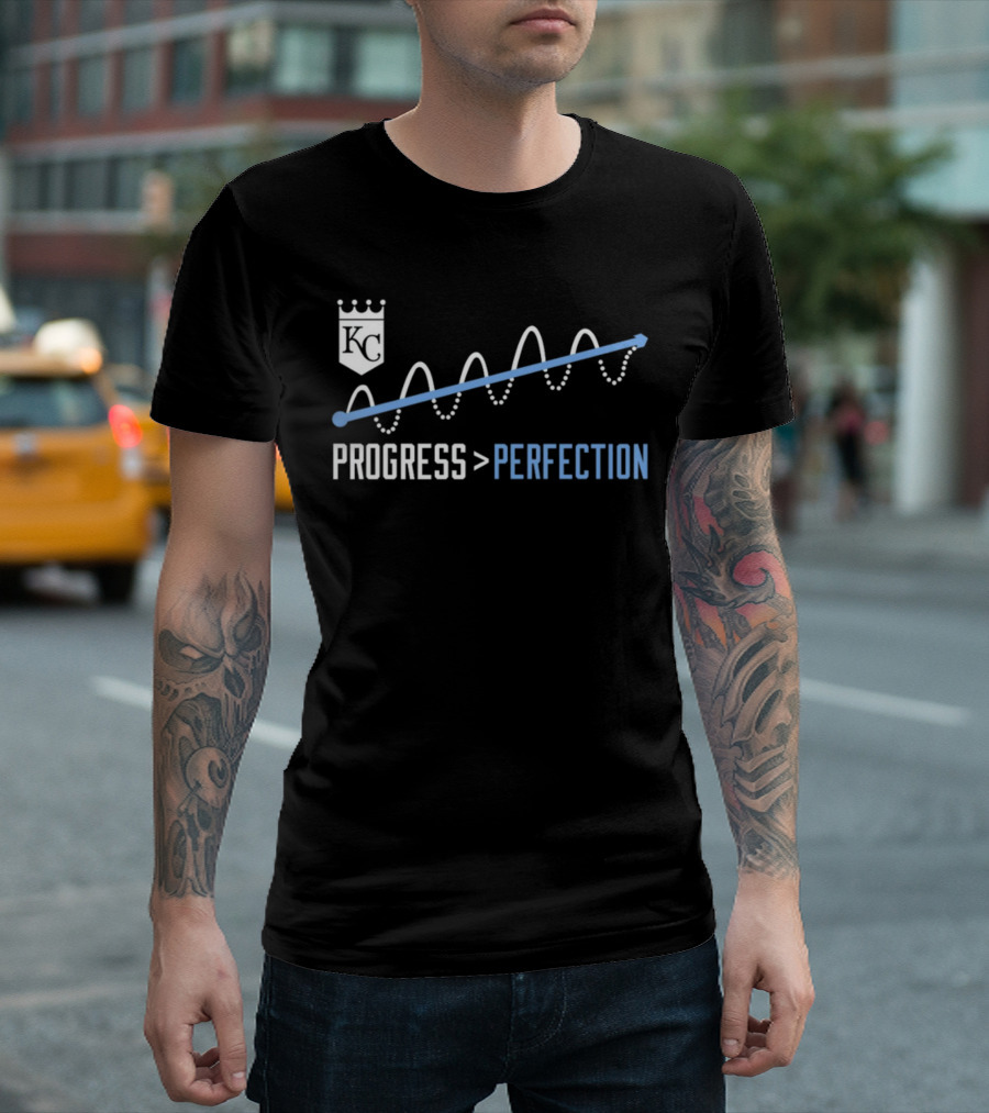 KC Progress Greater Than Perfection Crown Emblem Wavy Line T-Shirt