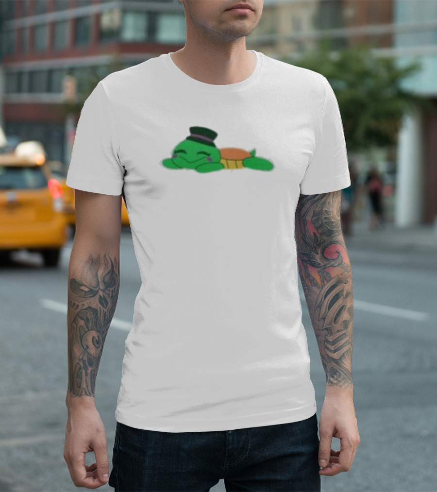 Mr Springs Sleepy Turtle Cute Cartoon Top Hat T-Shirt
