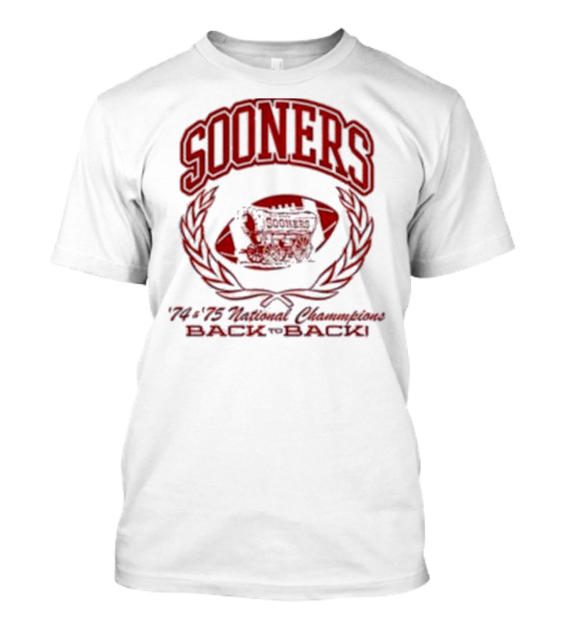Sooners '74 '75 National Champions Back To Back Football T-Shirt