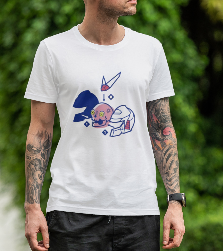 Pewdiepie Merch Represent Mecha Skull Helmet Anatomy T-Shirt