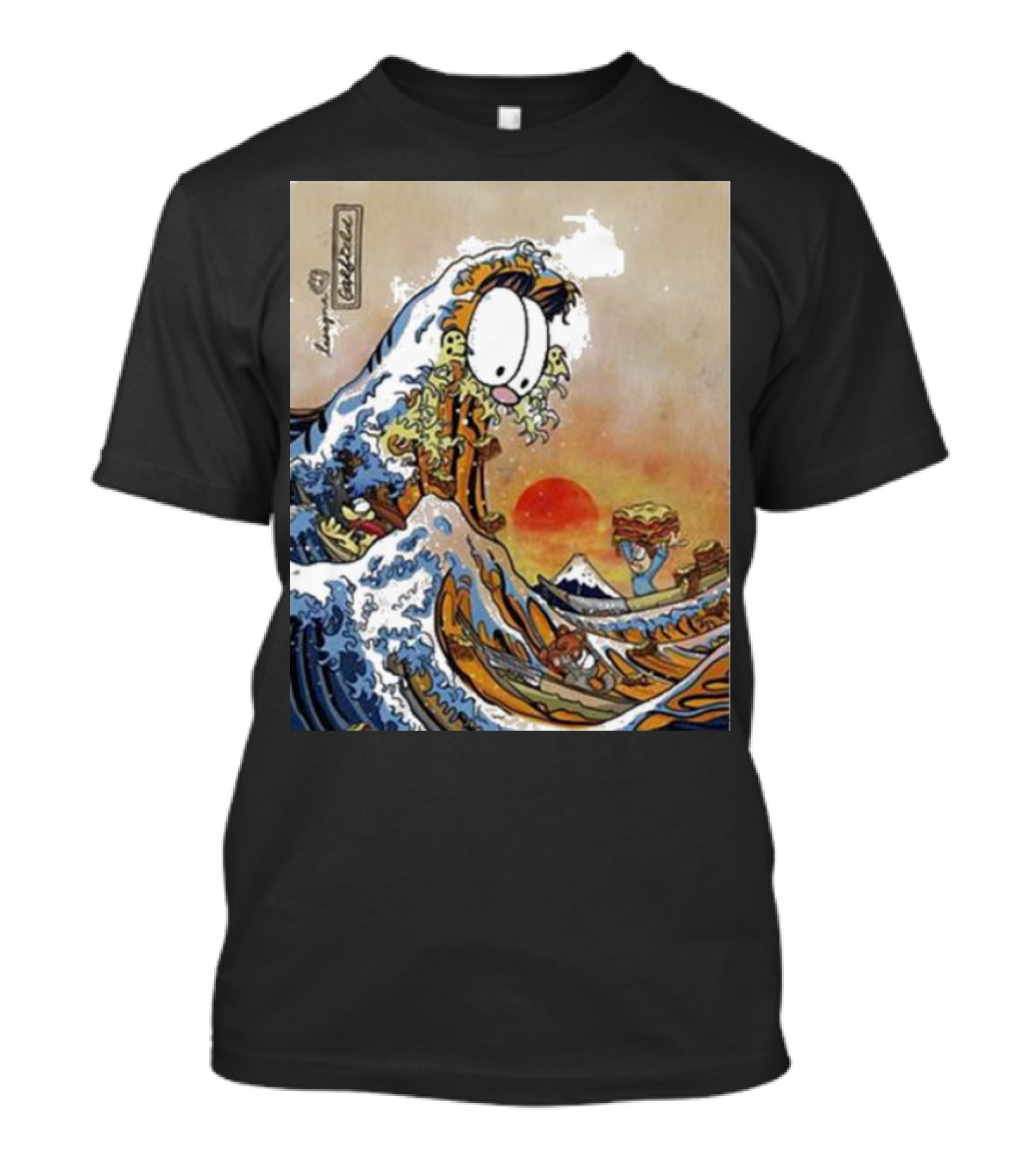 Great Wave Of Lasagna Garfield Japanese Art Style Hokusai T-Shirt