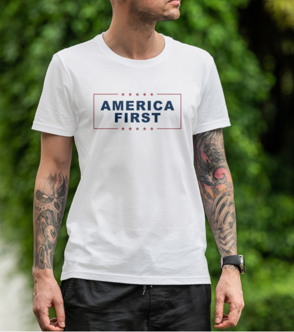 America First Patriotic Stars Red Blue T-Shirt