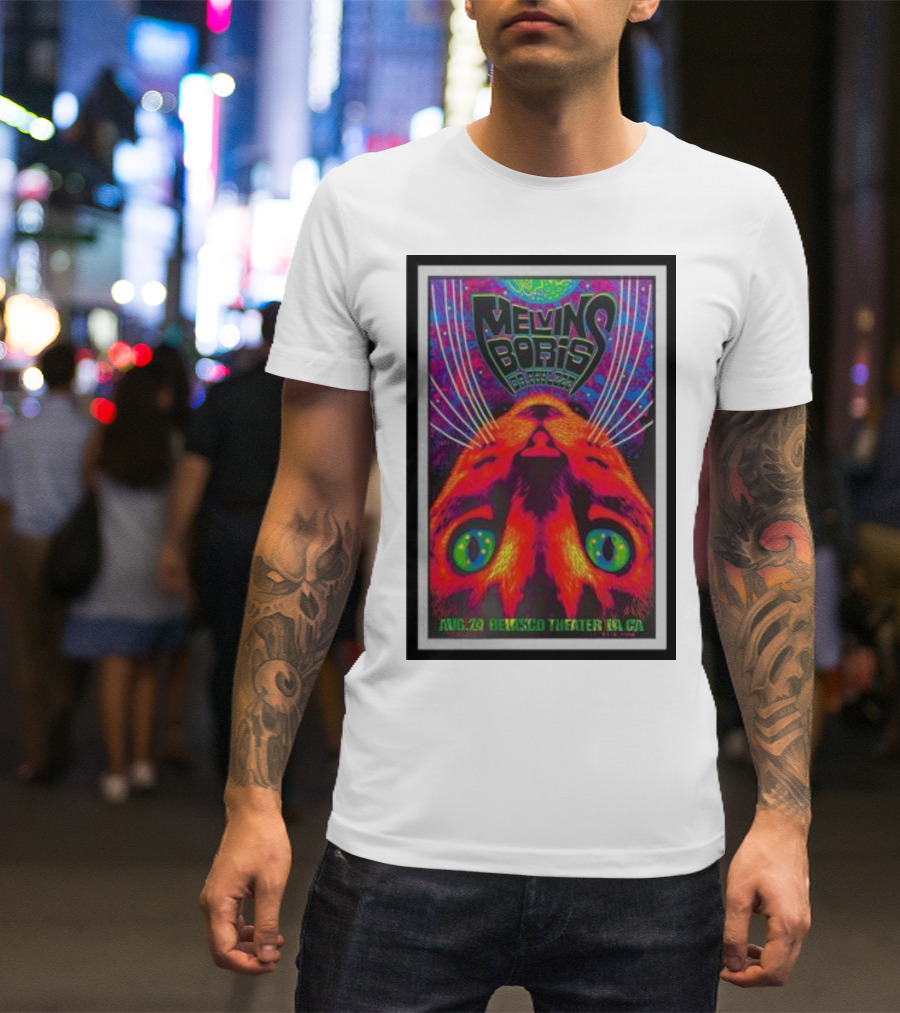 Melvins Boris Dr. Feelgood Aug 29 Belasco Theater LA CA Psychedelic Cat T-Shirt