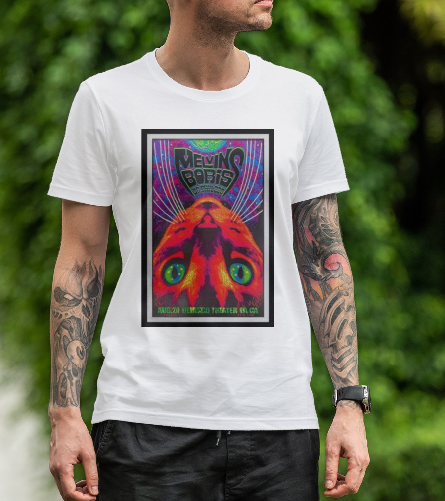 Melvins Boris Dr. Feelgood Aug 29 Belasco Theater LA CA Psychedelic Cat T-Shirt