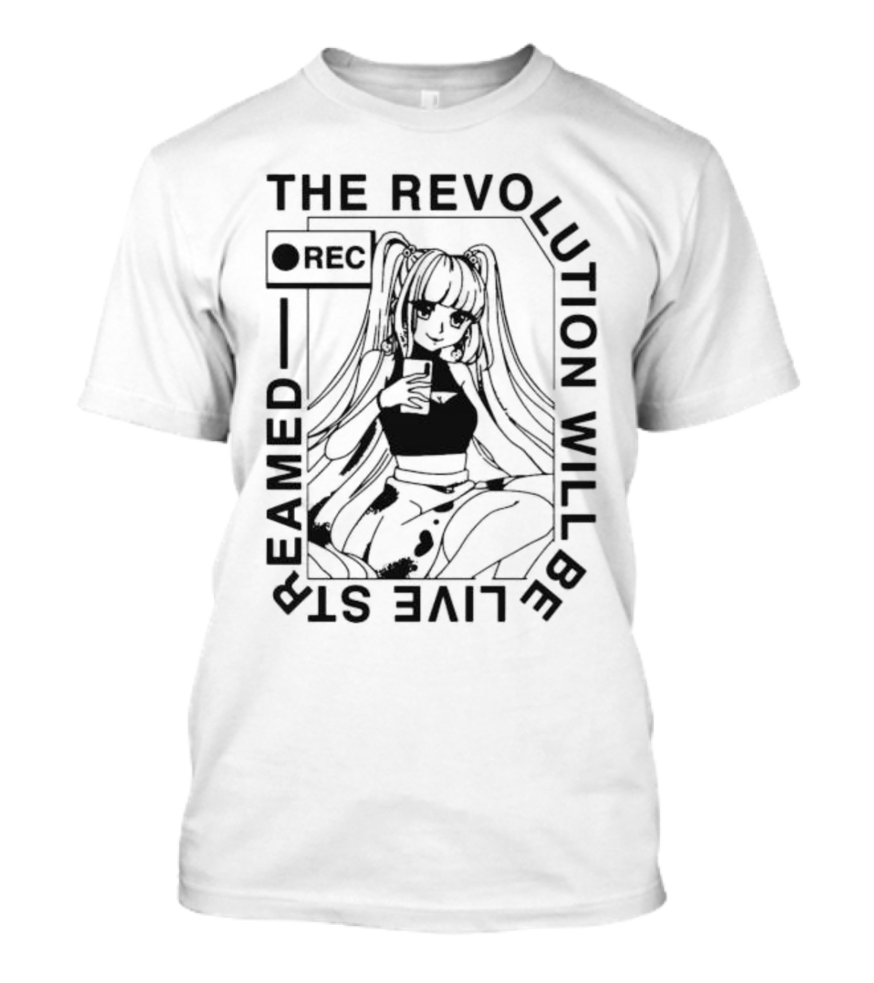 The Revolution Will Be Live Streamed Anime Girl REC T-Shirt