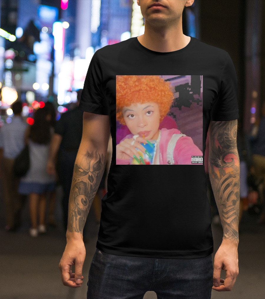 Ice Spice Drinking Colorful Beverage Parental Advisory T-Shirt
