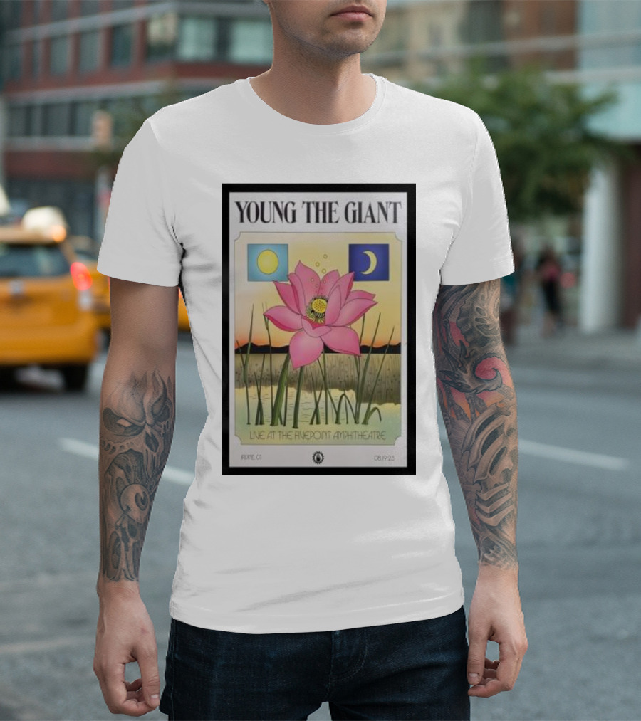 Young The Giant Live at the FivePoint Amphitheatre Irvine CA 08 19 23 Lotus Flower Sun Moon T-Shirt