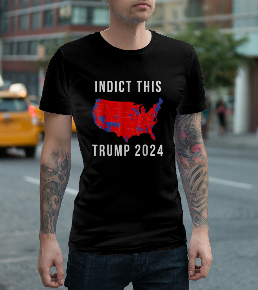 Indict This Trump 2024 Red and Blue USA Map T-Shirt