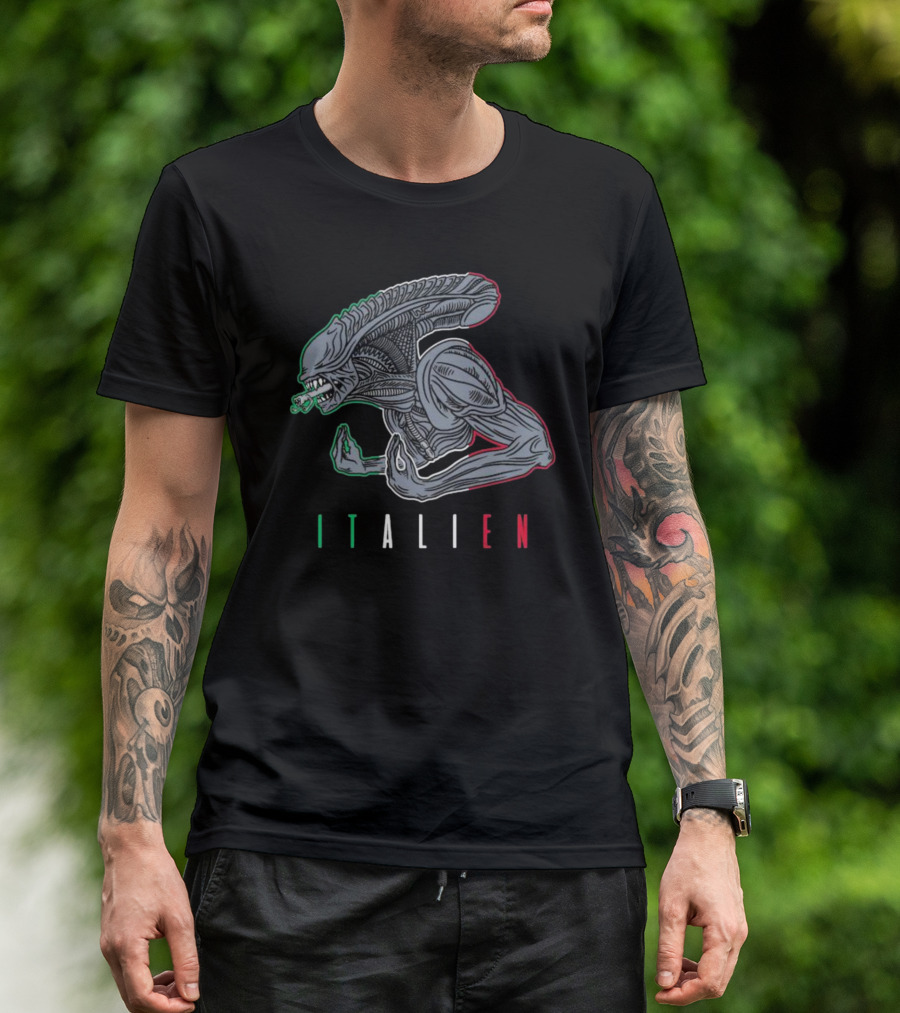 Italien Alien Creature Italian Flag Colors T-Shirt