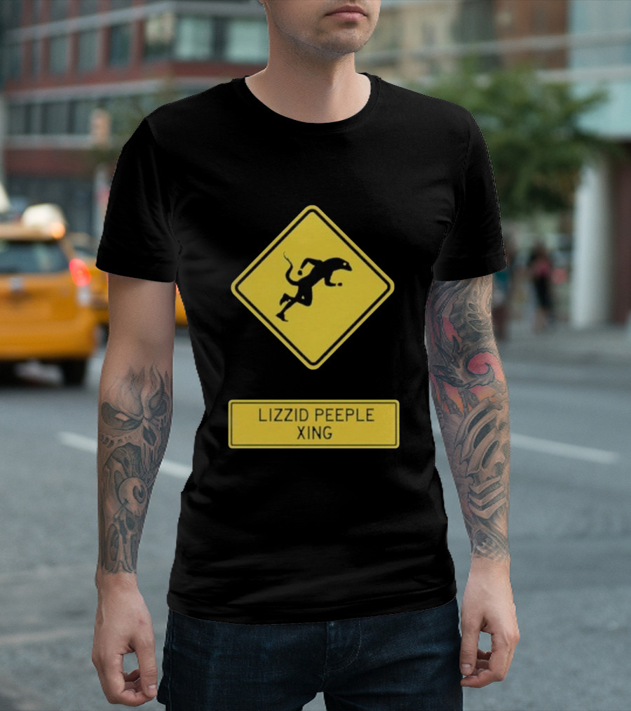 Lizzid Peeple Xing Sign Caution Black and Yellow Warning T-Shirt