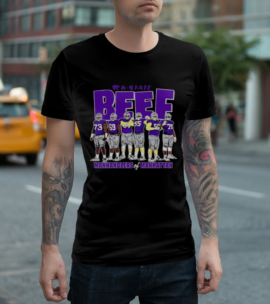 K-State Beef Manhandlers Of Manhattan Football Team Lineup T-Shirt