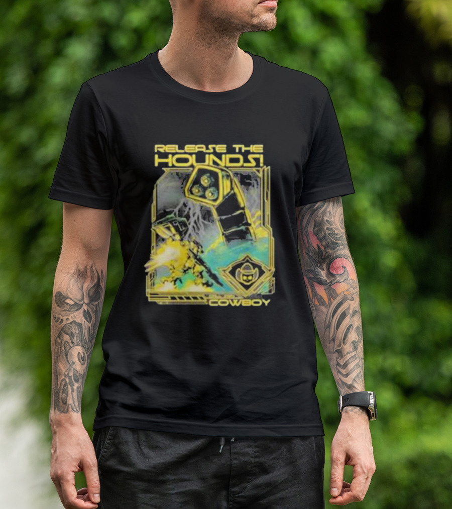 Release The Hounds Cowboy Robot Lightning T-Shirt