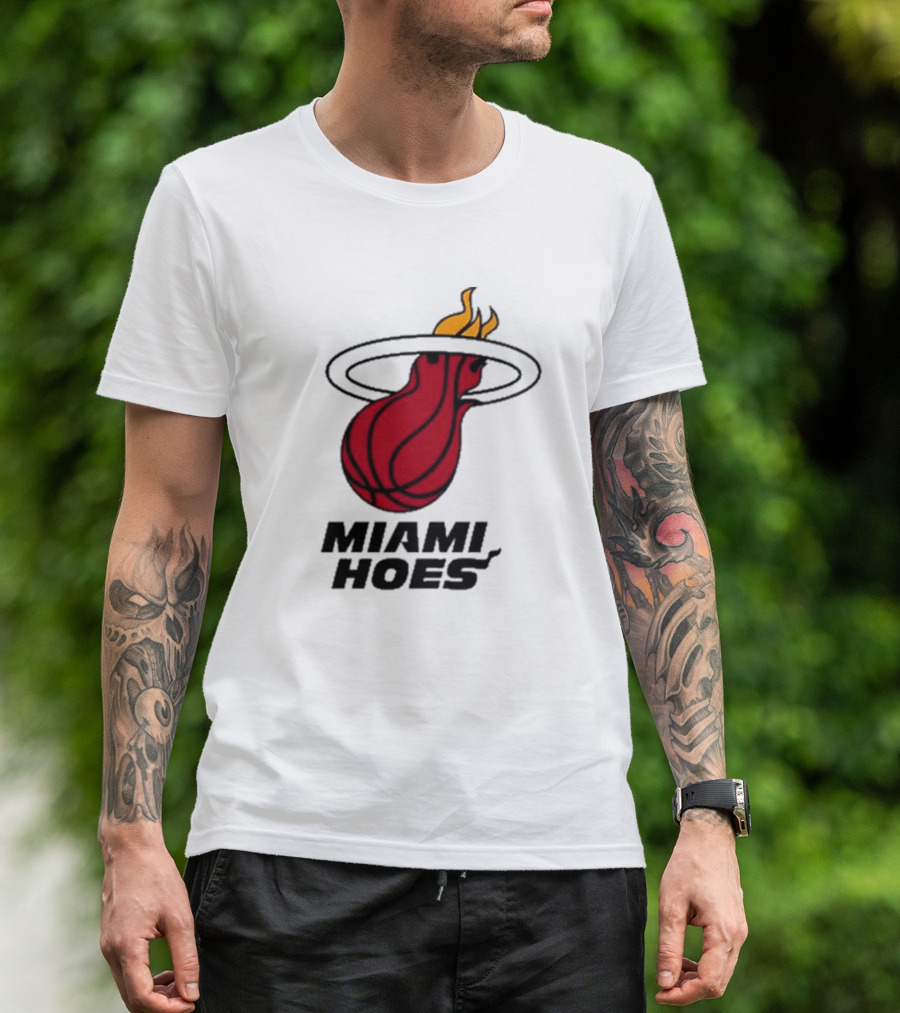 Miami Hoes Basketball Parody Flame Ball T-Shirt