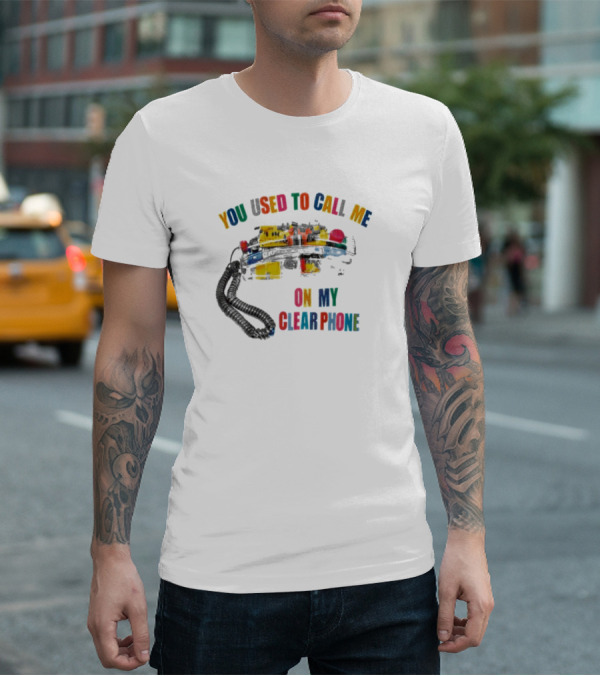 You Used To Call Me On My Clear Phone Rainbow Corded Telephone T-Shirt