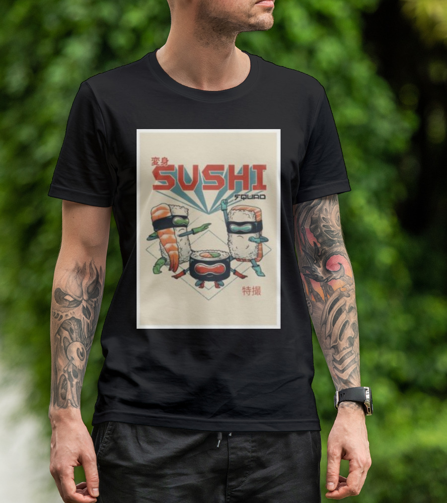 Sushi Squad Retro Style 変身 特撮 T-Shirt