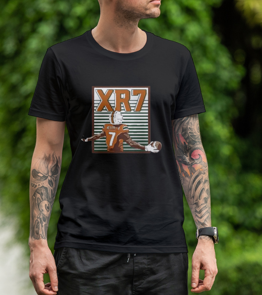 Xavier Restrepo XR7 Football Player With Ball And Stripes T-Shirt