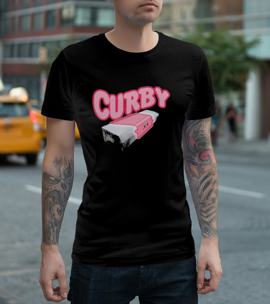 CURBY Pink Brick Character T-Shirt