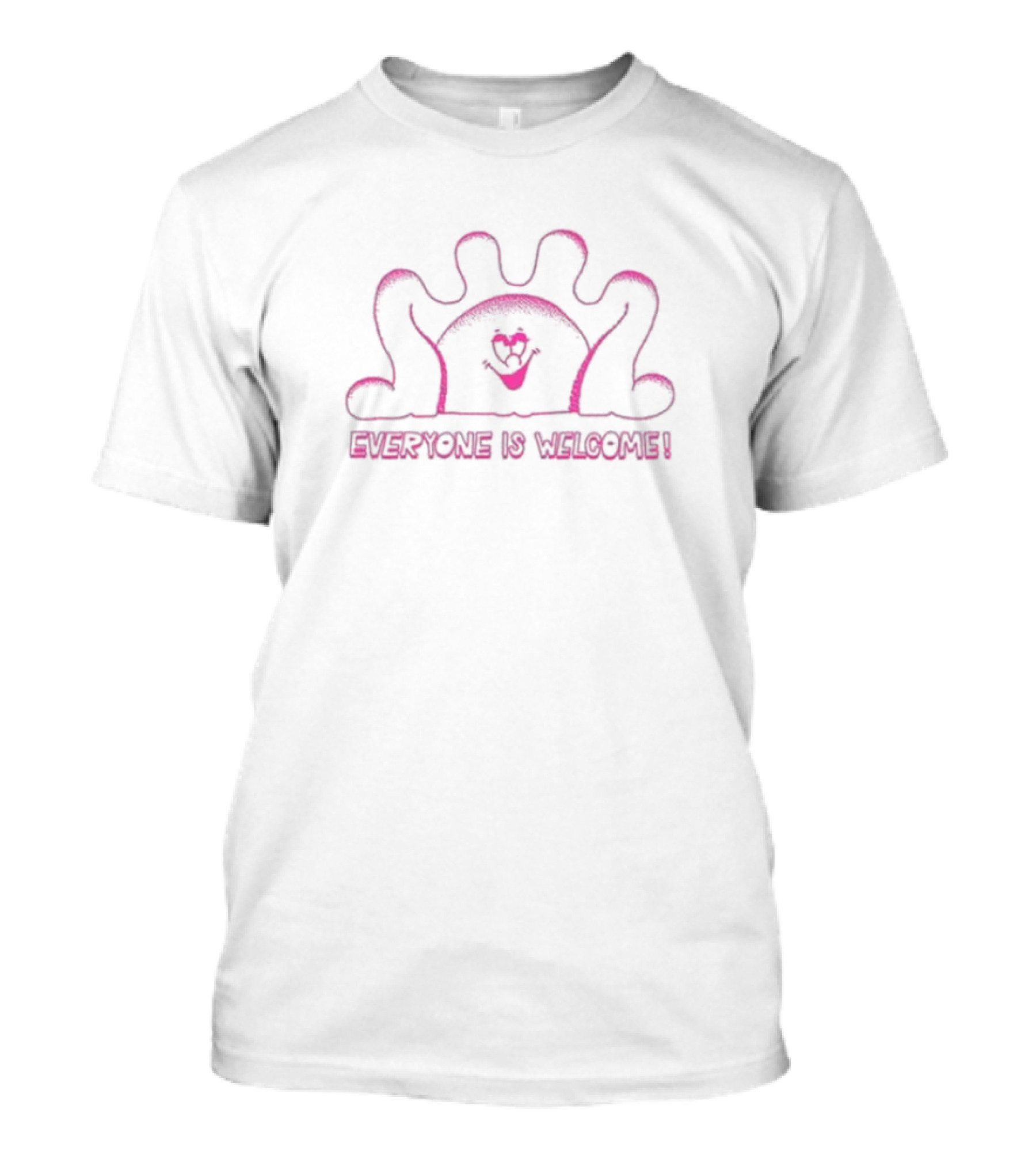 Everyone Is Welcome Pink Smiling Figure With Heart T-Shirt