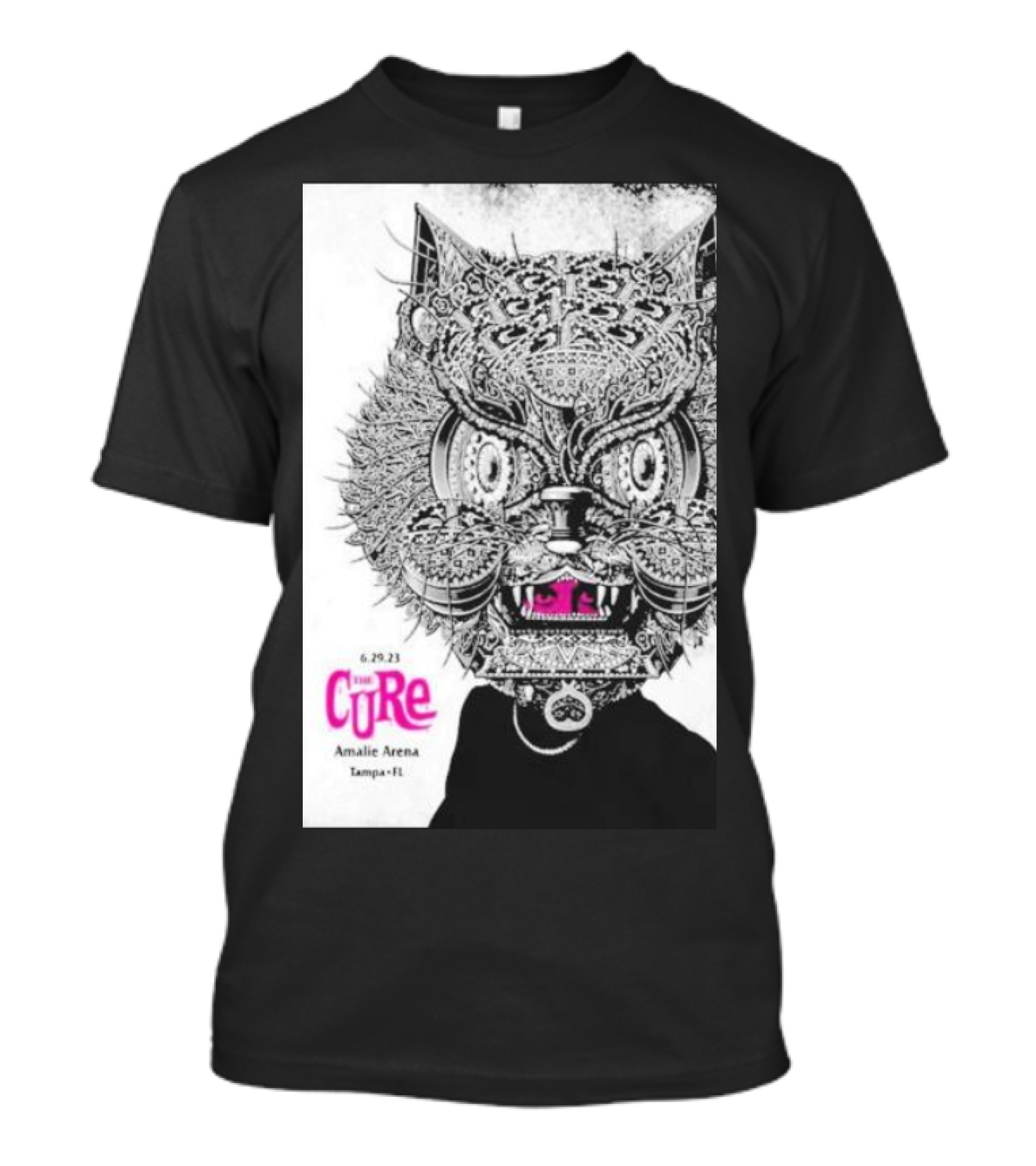 The Cure Amalie Arena Tampa FL 6.29.23 Intricate Cat Mask T-Shirt