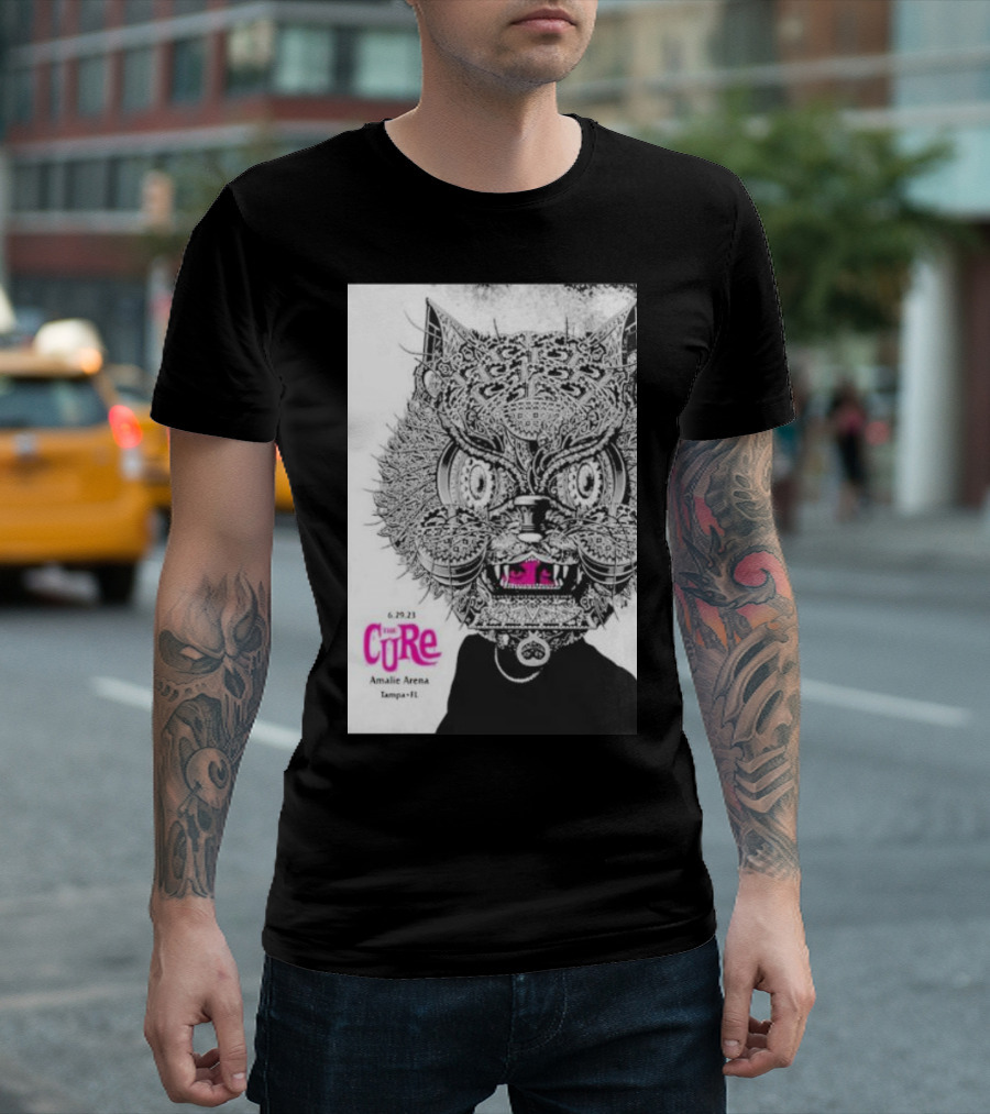 The Cure Amalie Arena Tampa FL 6.29.23 Intricate Cat Mask T-Shirt