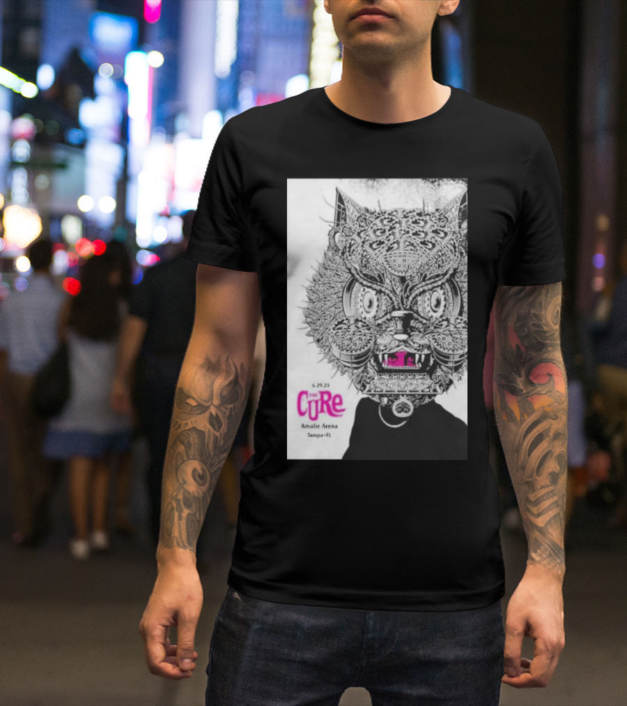 The Cure Amalie Arena Tampa FL 6.29.23 Intricate Cat Mask T-Shirt