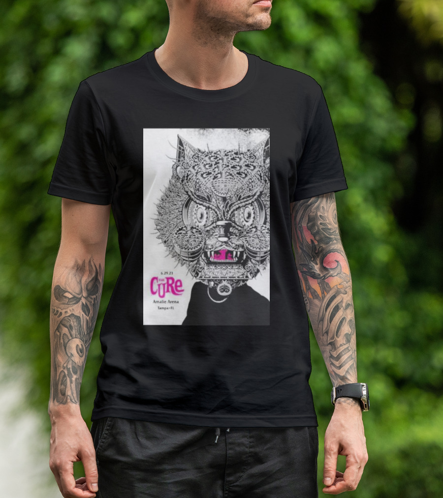 The Cure Amalie Arena Tampa FL 6.29.23 Intricate Cat Mask T-Shirt
