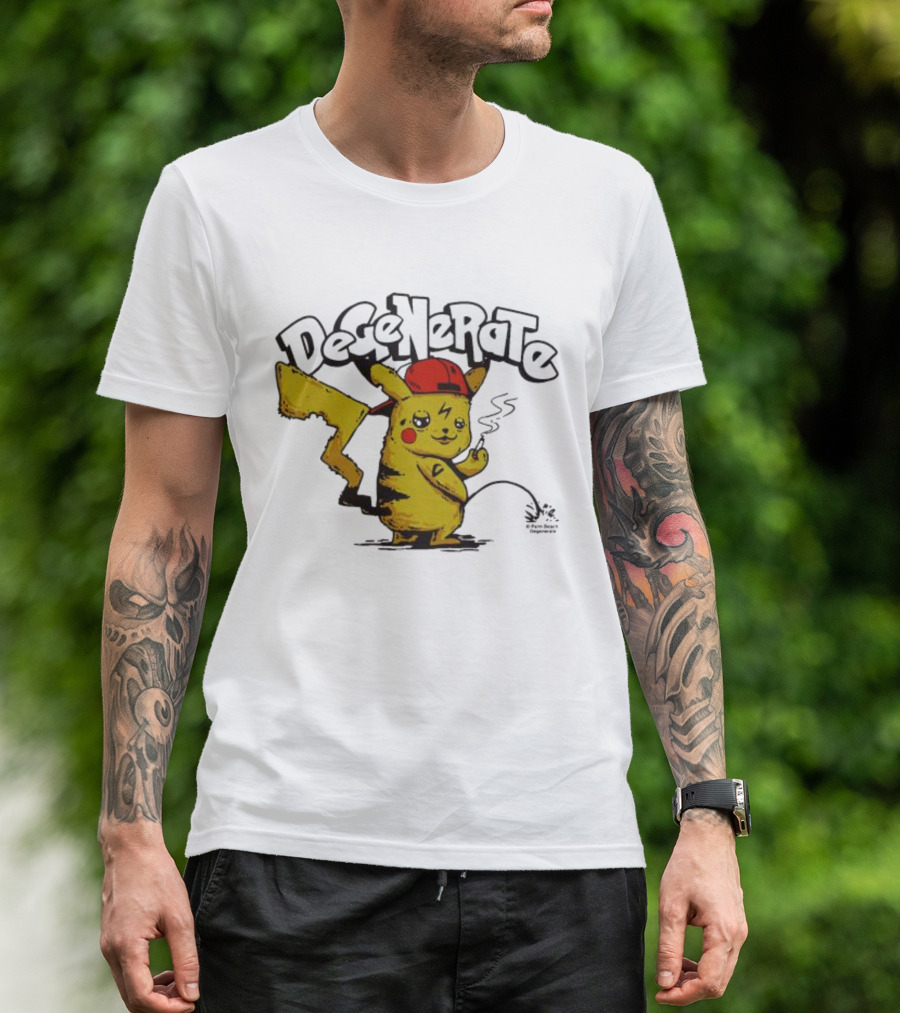Degenerate Pikachu Smoking With Red Hat T-Shirt