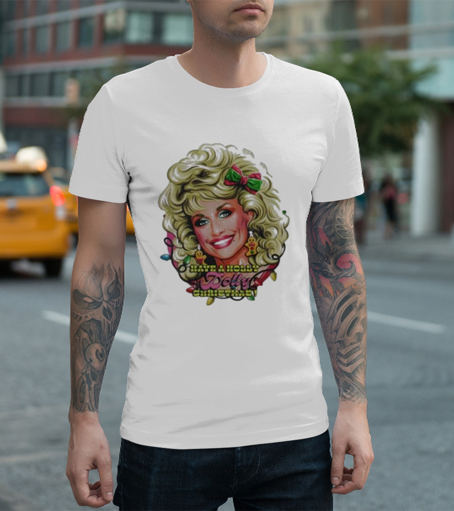 Have A Holly Dolly Christmas with Festive Lights Gingerbread Decor T-Shirt