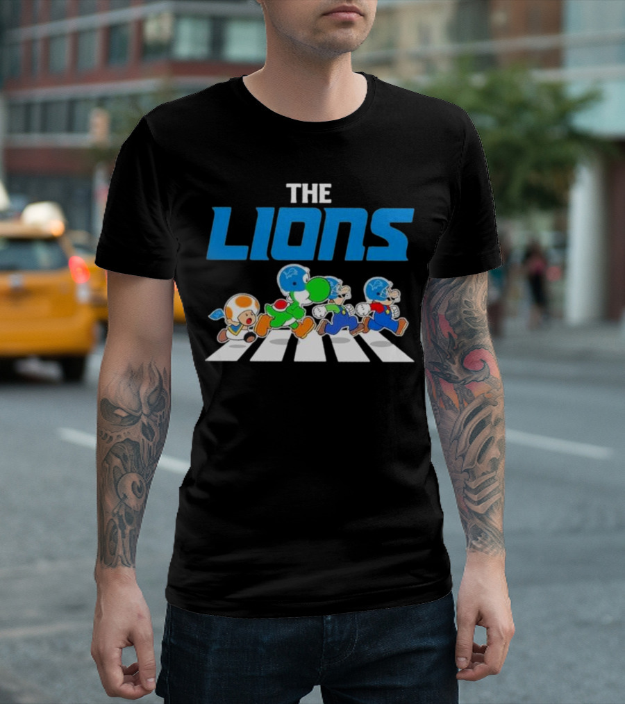 The Lions Mario Yoshi Toad Crossover Gaming Football Abbey Road T-Shirt