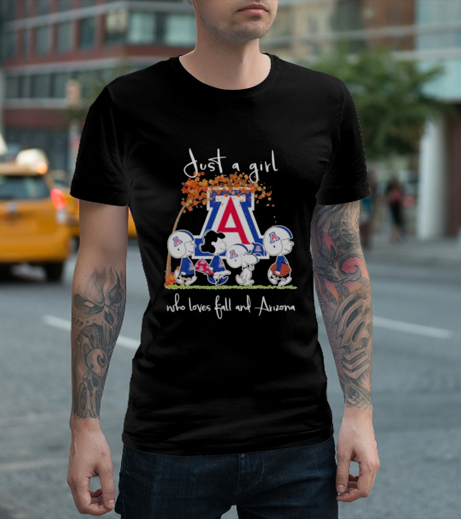Just a Girl Who Loves Fall and Arizona Peanuts Snoopy and Friends T-Shirt