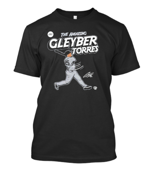 The Amazing Gleyber Torres Comic Book Style With Signature And Baseball Action T-Shirt