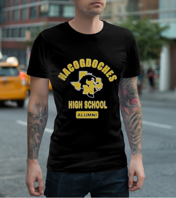 Nacogdoches High School Alumni Texas Outline Yellow T-Shirt