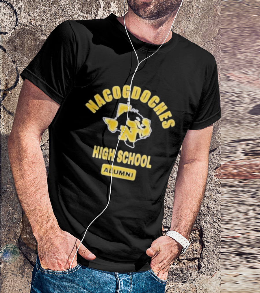 Nacogdoches High School Alumni Texas Outline Yellow T-Shirt