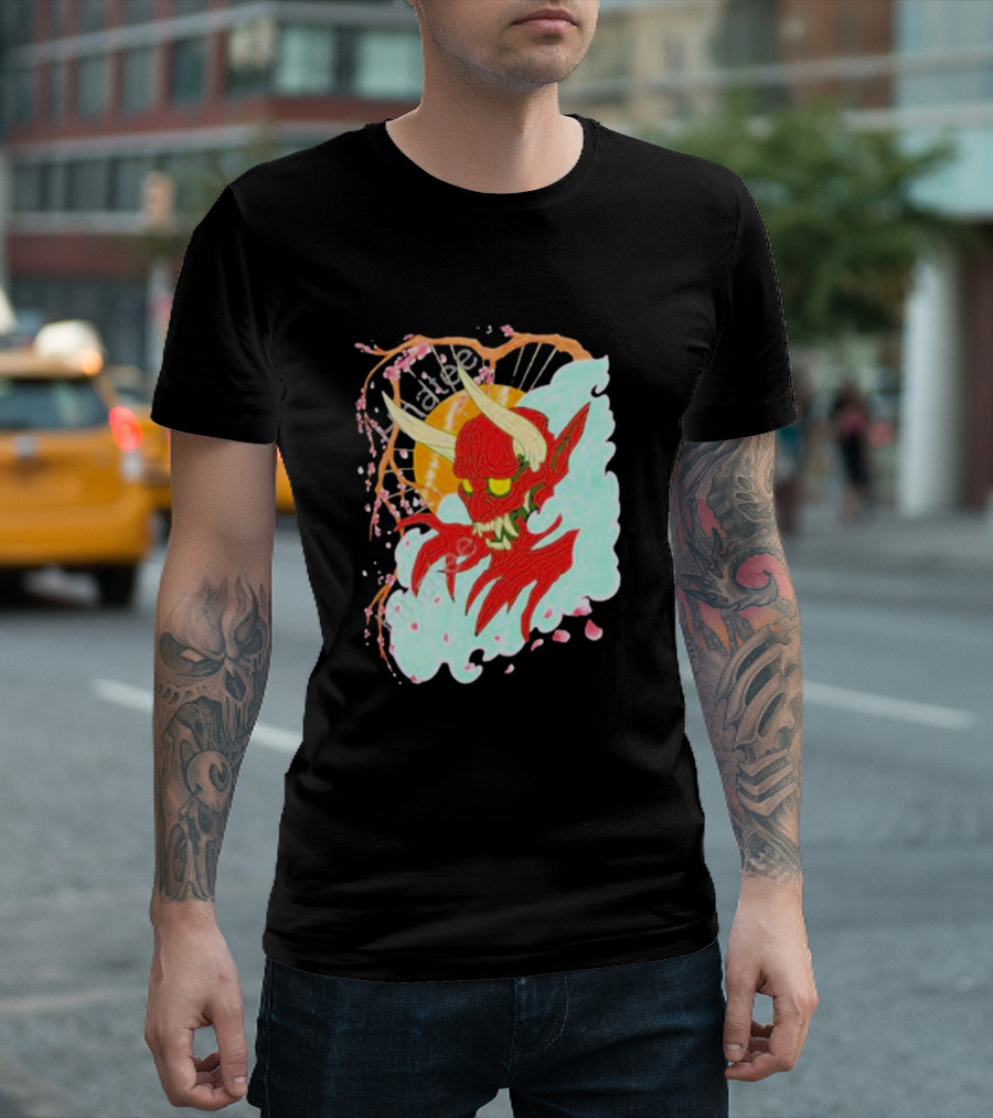 Elvis The Alien Oni Ayylien Clothing Red Demon Mask T-Shirt