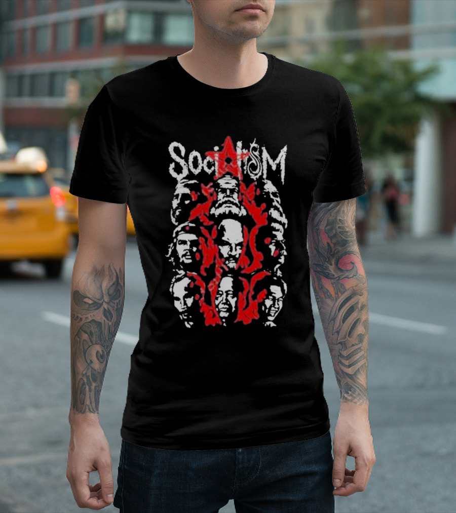 Tdm Socialism Revolutionary Faces and Red Star Motif T-Shirt