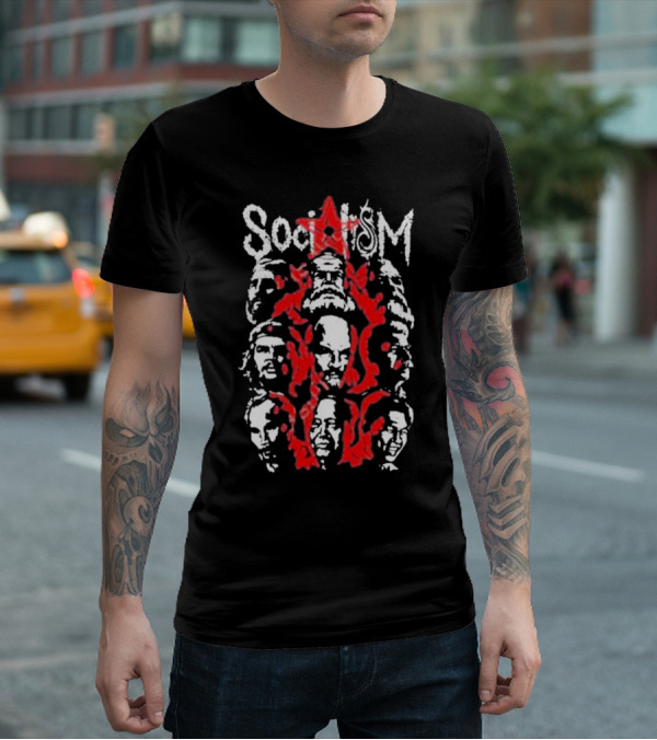 Tdm Socialism Revolutionary Faces And Red Star Motif T-Shirt