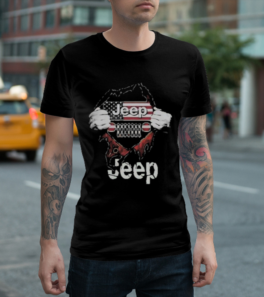 Jeep American Flag Blood Inside Me T-Shirt