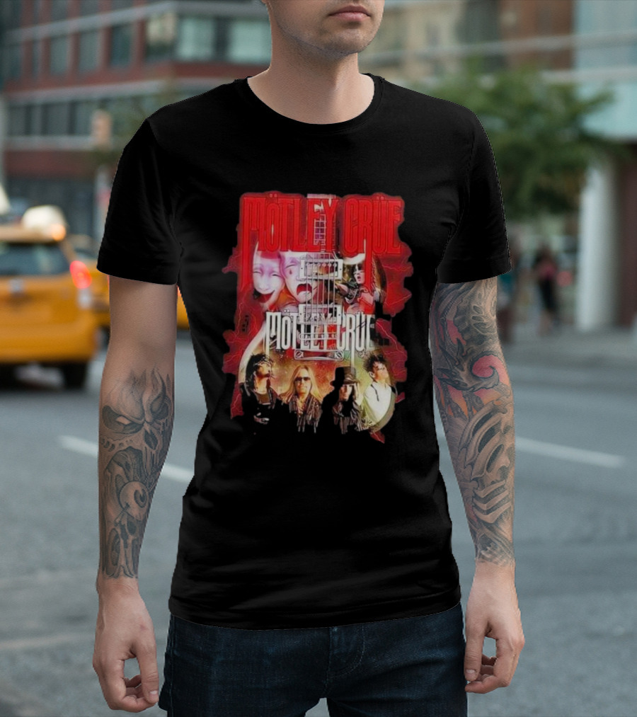 Motley Crue Rock Band Guitar with Faces T-Shirt